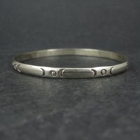 Mexican Sterling Triple Moon Bangle Bracelet 7.75"