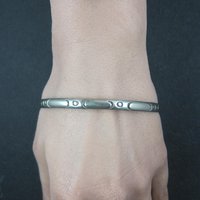 Mexican Sterling Triple Moon Bangle Bracelet 7.75"