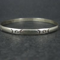 Mexican Sterling Triple Moon Bangle Bracelet 7.75"