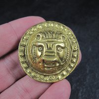 Vintage Gold Lions Head Brooch Kopi