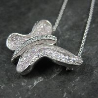 Sterling Silver Pink Butterfly Necklace
