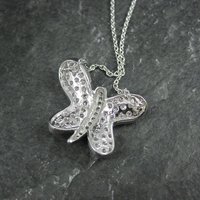Sterling Silver Pink Butterfly Necklace