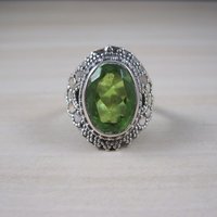 Estate Sterling Silver Peridot Ring Size 6