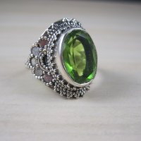 Estate Sterling Silver Peridot Ring Size 6
