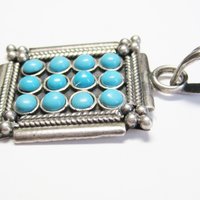 Vintage Sterling Faux Turquoise Pendant