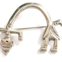 Vintage Sterling Navajo Yeibichai Brooch Ray Fierro