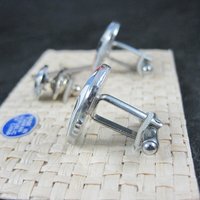 Vintage Enamel Kabuki Cufflinks and Tie Tack Set - New Old Stock