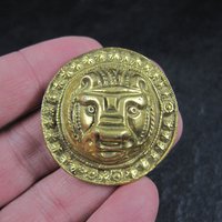 Vintage Gold Lions Head Brooch Kopi