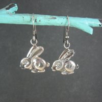 Sterling Rabbit Earrings Vintage Silver Bunny