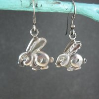 Sterling Rabbit Earrings Vintage Silver Bunny