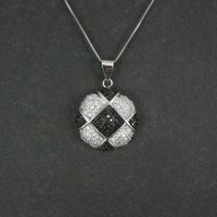 Sterling Silver Black & White Pendant Necklace