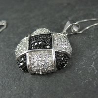 Sterling Silver Black & White Pendant Necklace