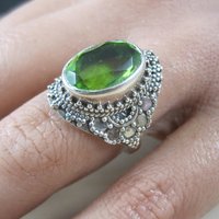 Estate Sterling Silver Peridot Ring Size 6