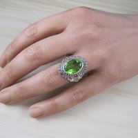 Estate Sterling Silver Peridot Ring Size 6