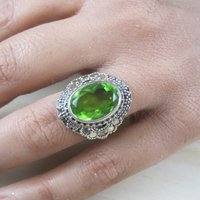 Estate Sterling Silver Peridot Ring Size 6