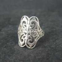 Vintage Sterling Silver Filigree Ring Size 8