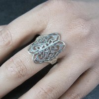 Vintage Sterling Silver Filigree Ring Size 8