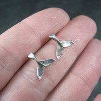 Vintage Sterling Silver Whale Tail Stud Earrings
