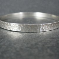 Mexican Sterling Hammered Bangle Bracelet 8" Vintage Silver