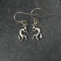 Dainty Sterling Kokopelli Earrings - Vintage Southwestern Silver Dangles
