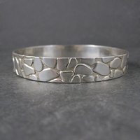 Mexican Sterling Pebble Bangle Bracelet 8" Vintage 925 Silver
