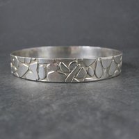 Mexican Sterling Pebble Bangle Bracelet 8" Vintage 925 Silver