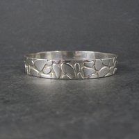 Mexican Sterling Pebble Bangle Bracelet 8" Vintage 925 Silver