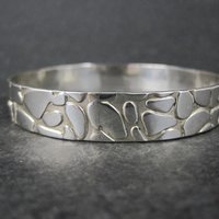 Mexican Sterling Pebble Bangle Bracelet 8" Vintage 925 Silver