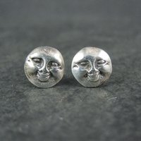 Vintage Sterling Moon Face Earrings
