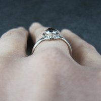 Dainty Sterling Silver Citrine Ring Size 9 Estate Jewelry