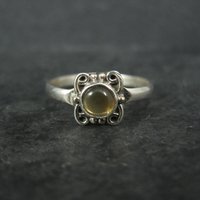 Dainty Sterling Silver Citrine Ring Size 9 Estate Jewelry