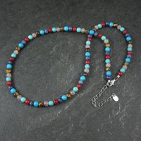 Estate Sterling 4MM Gemstone Bead Necklace