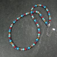 Estate Sterling 4MM Gemstone Bead Necklace