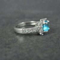 Estate Sterling Blue Cubic Zirconia Ring Size 6