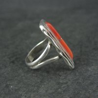 Vintage Zuni Coral Inlay Ring Size 5