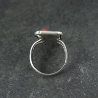 Vintage Zuni Coral Inlay Ring Size 5