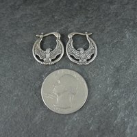 Sterling Silver Eagle Earrings Latch Closures Vintage