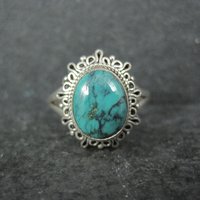 Estate Sterling Turquoise Ring Adjustable