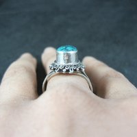 Estate Sterling Turquoise Ring Adjustable