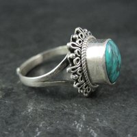 Estate Sterling Turquoise Ring Adjustable