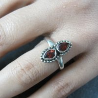 Estate 2 Garnet Ring Sterling Silver Size 7