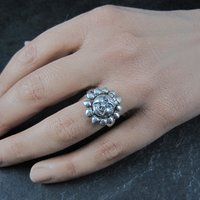 Vintage Sterling Sun Poison Ring Size 7