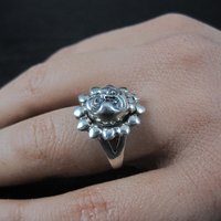 Vintage Sterling Sun Poison Ring Size 7