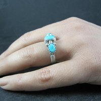 Vintage Sterling 3 Stone Turquoise Ring Size 7