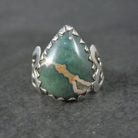 Vintage Sterling Green Ocean Jasper Ring Size 9