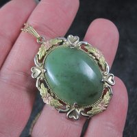 Art Deco 12K Gold Filled Jade Pendant Necklace Lester S Peterson Company