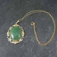 Art Deco 12K Gold Filled Jade Pendant Necklace Lester S Peterson Company