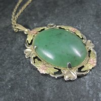 Art Deco 12K Gold Filled Jade Pendant Necklace Lester S Peterson Company