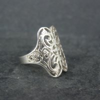 Vintage Sterling Silver Filigree Ring Size 8