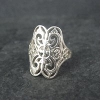 Vintage Sterling Silver Filigree Ring Size 8